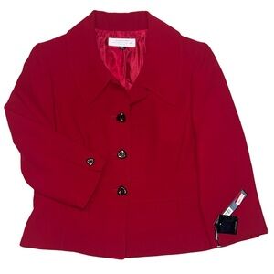 NWT Tahari ASL Suit Jacket Red 3/4 Length Sleeves Serenity Red Size 12P